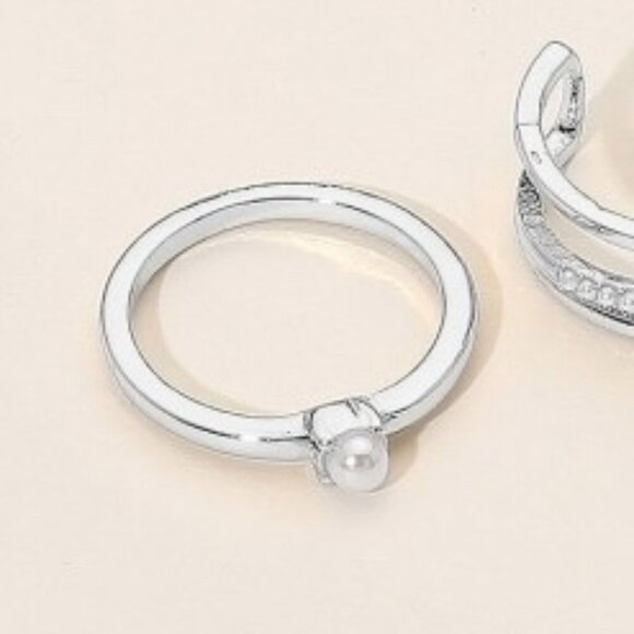 SILVER DIPPED PEARL RING - Picture 1 of 1